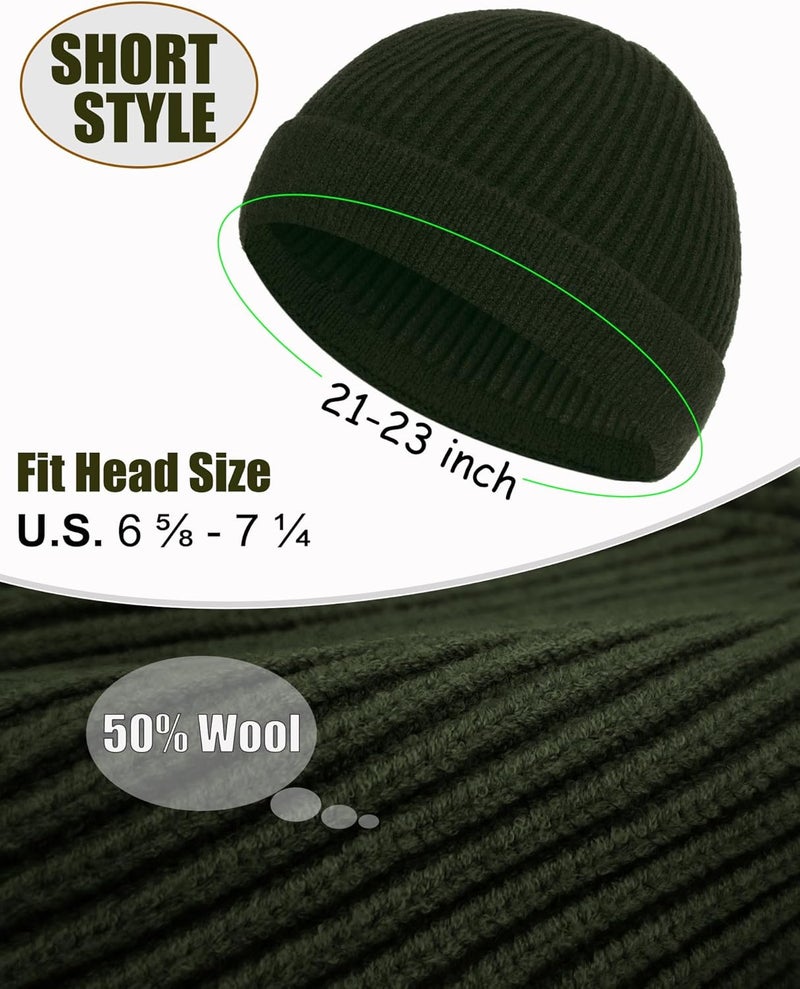 Roybens Short Fisherman Beanie for Men Women, Wool Warm Winter Hat, Swag Knit Cuff Soft Trawler Beanies Watch Cap Skull Caps - Image 3